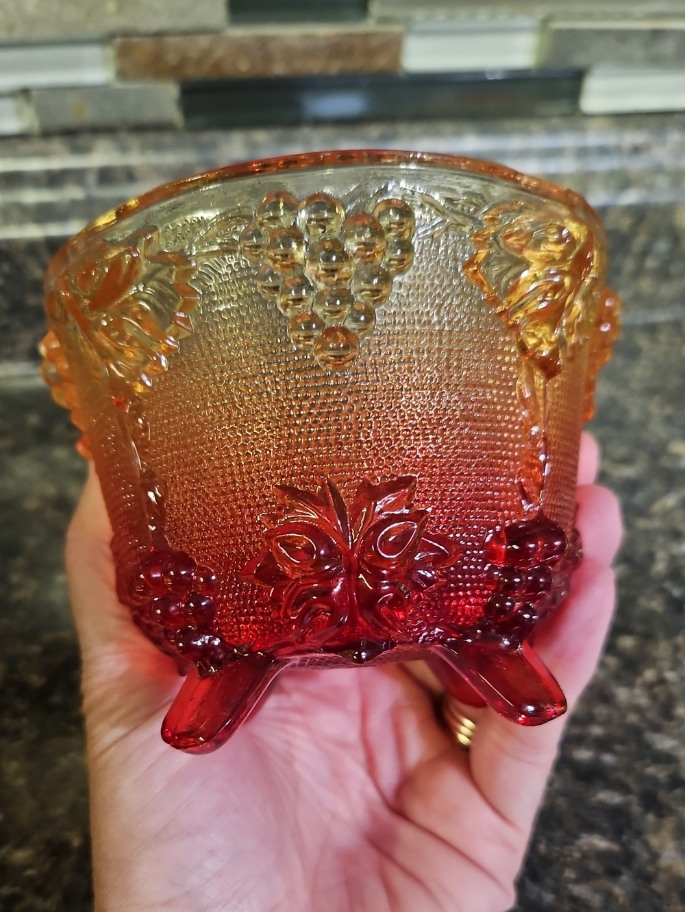 Vintage Jeanette Glass Amberina Candy Dish - Picture 5 of 7